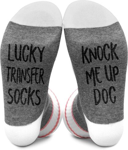 جوارب Lucky Transfer Knock Me Up Doc، هدية جوارب IVF للنساء مقاس 5.5-11، هدايا الحمل والأمومة IVF -A41 in Kuwait
