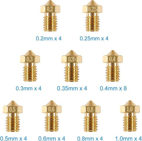 AITIAO 20 Pcs 0.25mm Extruder Nozzles 3D Printer Brass Nozzles V5 V6 0.25mm for 1.75mm Filament 3D Printer in Saudi Arabia
