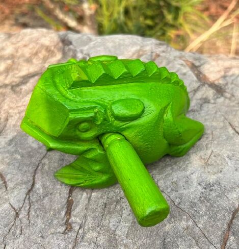 6 بوصة أدوات قرع Guiros ضفدع خشبي 6 بوصة نحت الخشب الضفدع الأسود آلة موسيقية ، آلة موسيقية الضفدع الخشبي. (أخضر) in Kuwait