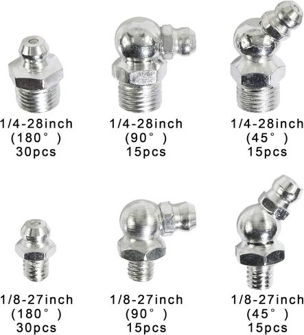 Taxutor Metric Hydraulic Grease Fittings SAE and MM Standard 240-Piece Kit – Straight, 90 Degree, 45 Degree Angled Grease Zerks Fitting Assortment Set in Saudi Arabia