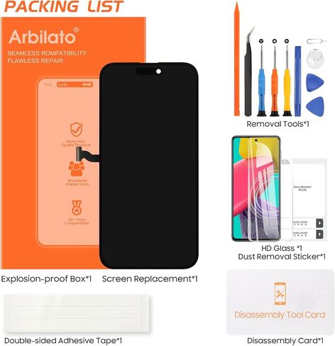 Original Screen for iPhone 14 Pro Max Screen Replacement for iPhone A2894 LCD Screen A2651,A2893,A2895 3D Touch Display Digitizer Assembly Repair Parts（Black No Frame） in Saudi Arabia
