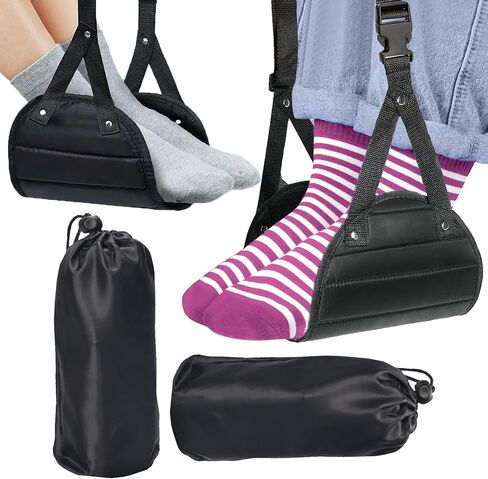 WNJ 2-Pack Airplane Travel Footrest Hammock, Travel Essentials, Relax Your Feet, Comfortable Airplane Footrest/Tripod for Long Trips, Long Flight Must Haves Accessories, Desk Hammock for Feet in Saudi Arabia