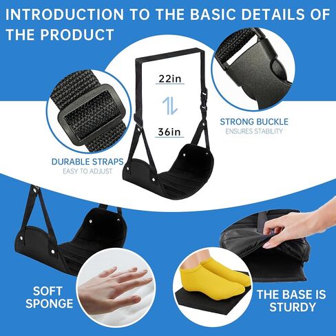 WNJ 2-Pack Airplane Travel Footrest Hammock, Travel Essentials, Relax Your Feet, Comfortable Airplane Footrest/Tripod for Long Trips, Long Flight Must Haves Accessories, Desk Hammock for Feet in Saudi Arabia