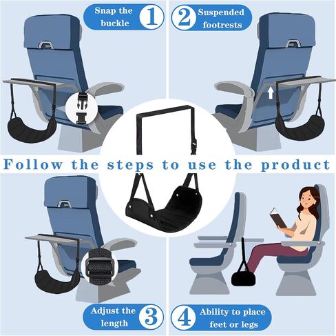 WNJ 2-Pack Airplane Travel Footrest Hammock, Travel Essentials, Relax Your Feet, Comfortable Airplane Footrest/Tripod for Long Trips, Long Flight Must Haves Accessories, Desk Hammock for Feet in Saudi Arabia