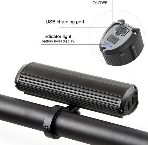 Bike Waterproof Light 5 LED Bike Headlight 2600 Lumens USB Rechargeable Bicycle Headlight Type-C Charging Input and Output Designed for Outdoor Mountain and Urban Riding in Saudi Arabia