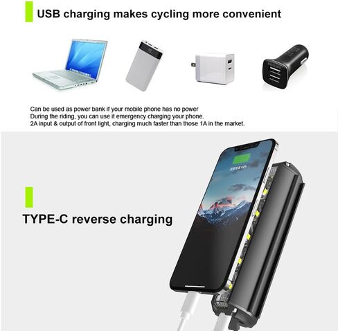 Bike Waterproof Light 5 LED Bike Headlight 2600 Lumens USB Rechargeable Bicycle Headlight Type-C Charging Input and Output Designed for Outdoor Mountain and Urban Riding in Saudi Arabia