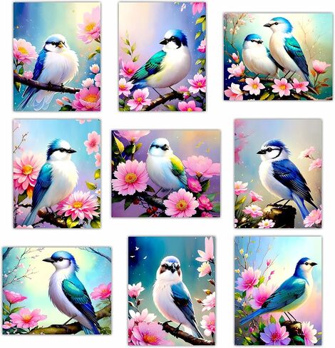 Spring Bird Wall Art Farmhouse Decor Botanical Nature Painting Collage Aesthetic Prints Pictures Artwork for Living Room Bedroom Home Office - 8x10 UNFRAMED Photos in Saudi Arabia