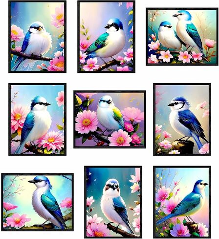 Spring Bird Wall Art Farmhouse Decor Botanical Nature Painting Collage Aesthetic Prints Pictures Artwork for Living Room Bedroom Home Office - 8x10 UNFRAMED Photos in Saudi Arabia
