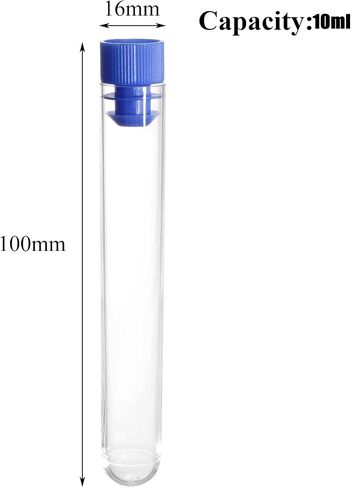 Coloch 200 Pack 10ML Plastic Test Tubes with Blue Caps, 16x100mm Clear Vials Container Sample Tubes for Scientific Experiments, Seed, Beads, Powder,Spice, Liquid, Party Supplies in Saudi Arabia