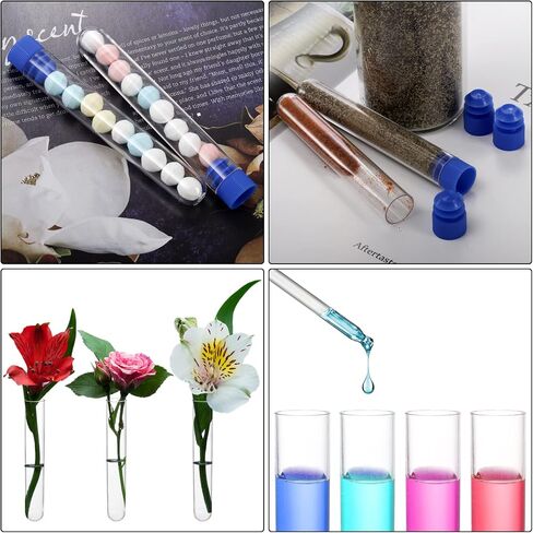 Coloch 200 Pack 10ML Plastic Test Tubes with Blue Caps, 16x100mm Clear Vials Container Sample Tubes for Scientific Experiments, Seed, Beads, Powder,Spice, Liquid, Party Supplies in Saudi Arabia