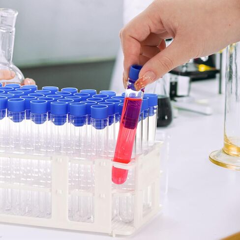 Coloch 200 Pack 10ML Plastic Test Tubes with Blue Caps, 16x100mm Clear Vials Container Sample Tubes for Scientific Experiments, Seed, Beads, Powder,Spice, Liquid, Party Supplies in Saudi Arabia