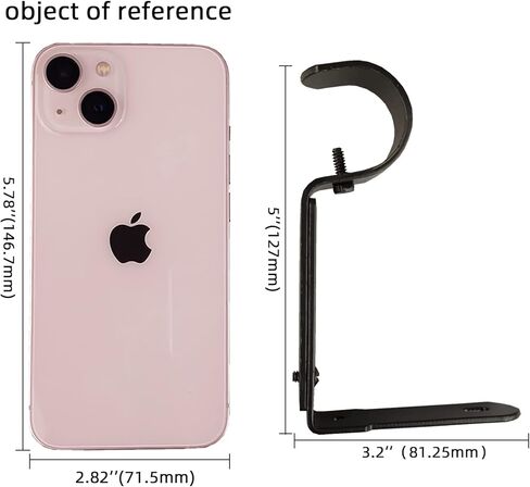 Kowibcl Adjustable Curtain Rod Brackets,Fits up to 1 inch, 1-1/8 inch and 1-1/4 inch Rods,Extendable Heavy Duty Curtain Rod Holder for Wall, Set of 3, Black in Kuwait