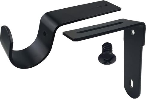 Kowibcl Adjustable Curtain Rod Brackets,Fits up to 1 inch, 1-1/8 inch and 1-1/4 inch Rods,Extendable Heavy Duty Curtain Rod Holder for Wall, Set of 3, Black in Kuwait