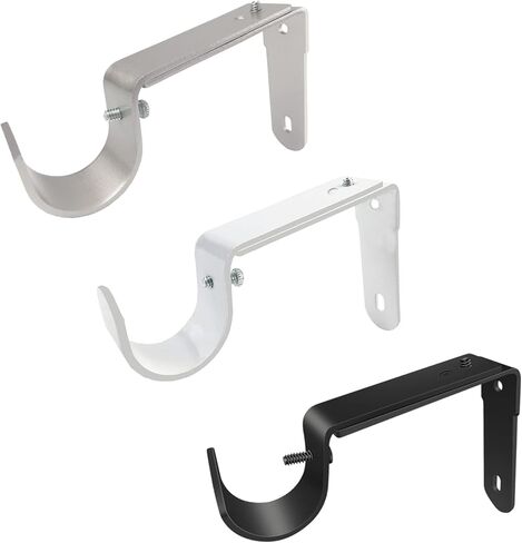 Kowibcl Adjustable Curtain Rod Brackets,Fits up to 1 inch, 1-1/8 inch and 1-1/4 inch Rods,Extendable Heavy Duty Curtain Rod Holder for Wall, Set of 3, Black in Kuwait