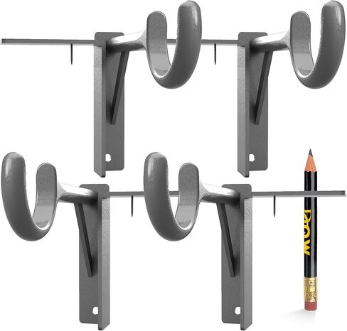TAP BRACKET- Set of 4, Silver, Easy No Drill Curtain Rod Brackets No Mess | As Seen on TV | Screwless No Nail No Drilling Curtain Rod Brackets Tap Into Frame | Hang On a Window Frame or Door + Pencil in Saudi Arabia