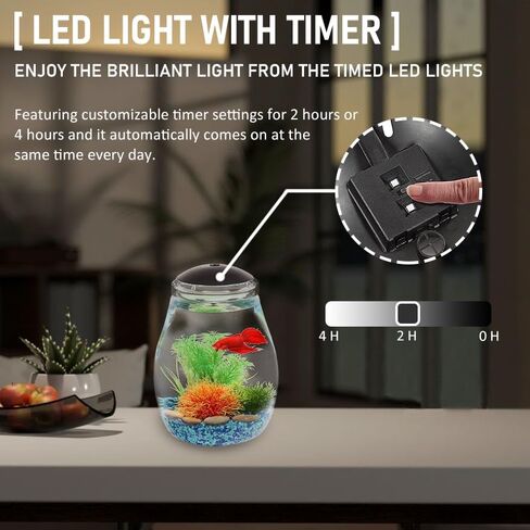 SW PRODUCTS 2-Gallon Fish Tank, Pear-Shape Aquarium Starter Kits with LED Lighting and USB Cord, Ultra Clear Impact-Resistant Plastic Fish Bowl for Betta/Nano/Goldfish in Saudi Arabia