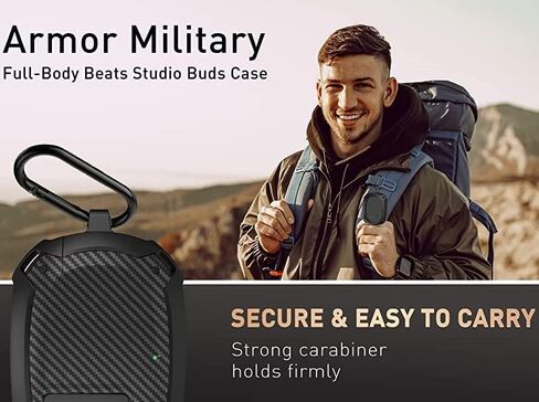 حافظة Beats Studio Buds/Studio Buds Plus 2021/2023، [قفل آمن] OTOPO Cool Beats Studio Buds+ غطاء حماية واقٍ للرجال والنساء مع سلسلة مفاتيح لسماعات أذن Beats Studio الجديدة + حافظة - أسود in Kuwait