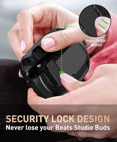 Beats Studio Buds/Studio Buds Plus Case 2021/2023, [Secure Lock] OTOPO Cool Beats Studio Buds+ Protective Case Cover Men Women with Keychain for New Beats Studio Ear Buds + Case - Black in Kuwait