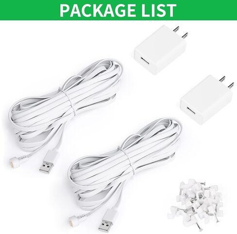 2 حزمة كابل طاقة ومحول طاقة بطول 13 قدم/4 متر متوافق مع Google Nest Cam في الهواء الطلق أو في الداخل، بطارية، كابل خارجي مسطح مقاوم للطقس يشحن باستمرار كاميرا Nest الخاصة بك (البطارية) - أبيض in Kuwait