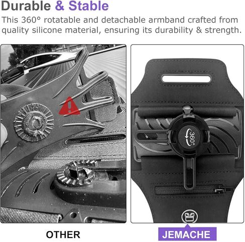 سوار ذراع JEMACHE للجري لهاتف iPhone 14 Pro Max، 13 12 11 XR SE، 6S 7 8 Plus، Samsung Galaxy S23 S22 S21 Ultra، Plus، حزام ذراع للهاتف الخلوي مع حامل Airpods (أسود) in Kuwait