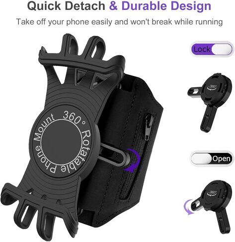 سوار ذراع JEMACHE للجري لهاتف iPhone 14 Pro Max، 13 12 11 XR SE، 6S 7 8 Plus، Samsung Galaxy S23 S22 S21 Ultra، Plus، حزام ذراع للهاتف الخلوي مع حامل Airpods (أسود) in Kuwait
