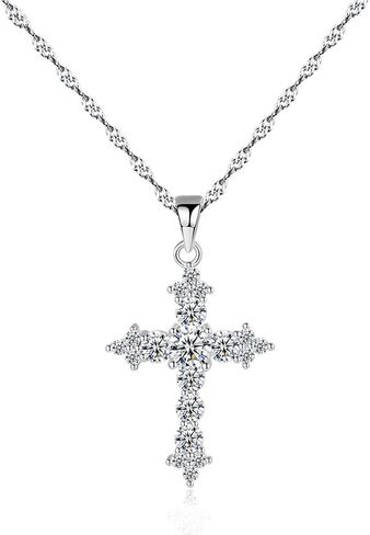 SRHVJ Cross Necklace for Women Girls 925 Sterling Silver 18K Gold Cross Necklaces Dainty Gifts for Valentine's Day, Birthday or Anniversary in Saudi Arabia