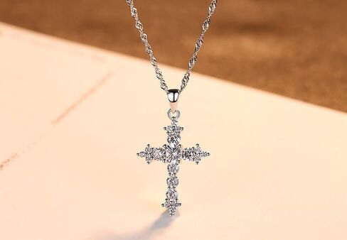 SRHVJ Cross Necklace for Women Girls 925 Sterling Silver 18K Gold Cross Necklaces Dainty Gifts for Valentine's Day, Birthday or Anniversary in Saudi Arabia