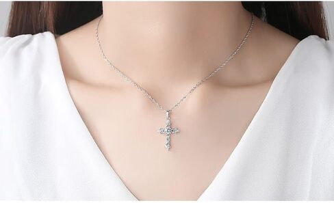 SRHVJ Cross Necklace for Women Girls 925 Sterling Silver 18K Gold Cross Necklaces Dainty Gifts for Valentine's Day, Birthday or Anniversary in Saudi Arabia
