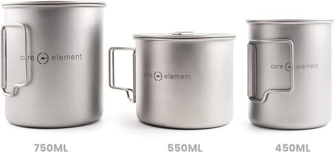 Core Element Titanium Lightweight Camping Bushcraft Mug Pot with Lid & Handle Dual Purpose - Open Fire Direct Flame Safe, Easy Clean (750 ML) in Saudi Arabia