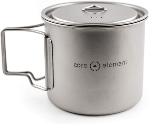 Core Element Titanium Lightweight Camping Bushcraft Mug Pot with Lid & Handle Dual Purpose - Open Fire Direct Flame Safe, Easy Clean (750 ML) in Saudi Arabia