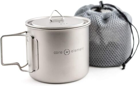 Core Element Titanium Lightweight Camping Bushcraft Mug Pot with Lid & Handle Dual Purpose - Open Fire Direct Flame Safe, Easy Clean (750 ML) in Saudi Arabia