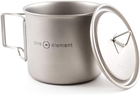 Core Element Titanium Lightweight Camping Bushcraft Mug Pot with Lid & Handle Dual Purpose - Open Fire Direct Flame Safe, Easy Clean (750 ML) in Saudi Arabia