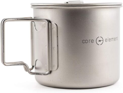 Core Element Titanium Lightweight Camping Bushcraft Mug Pot with Lid & Handle Dual Purpose - Open Fire Direct Flame Safe, Easy Clean (750 ML) in Saudi Arabia