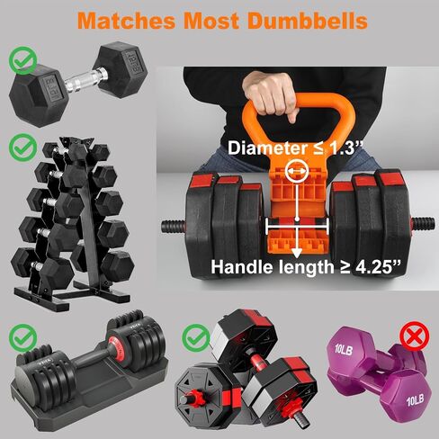 Kettlebell Handle, Kettle Grip, Dumbbell Kettlebell Converter, Kettle Bell Handle for Dumbbell, Adjustable Kettle Grips, Portable Attachment for Weights in Training Travel Fitness, Adapter for Home and Gym Workouts in Saudi Arabia