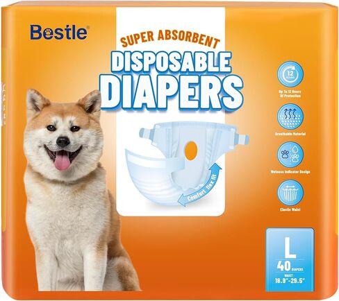 Bestle Disposable Female Dog Diapers, 40 Count, XS (Waist 12.6"-16.9"), Wetness Indicator, Ultra Protection, Leak Proof, Super Absorbent, Soft in Saudi Arabia