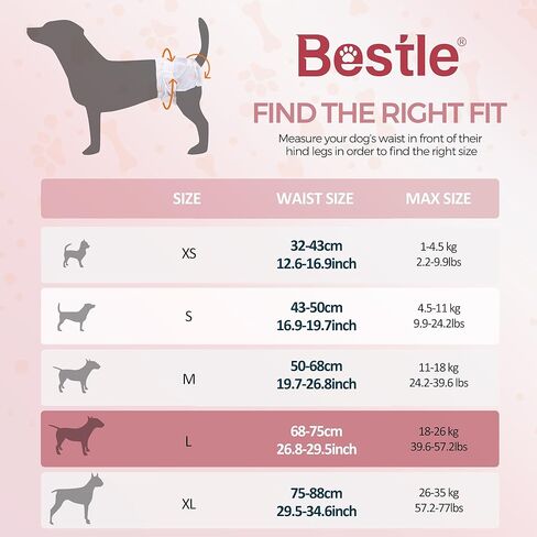 Bestle Disposable Female Dog Diapers, 40 Count, XS (Waist 12.6"-16.9"), Wetness Indicator, Ultra Protection, Leak Proof, Super Absorbent, Soft in Saudi Arabia