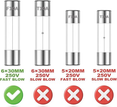 ALLECIN 10A 250V 6x30MM Fast Blow Glass Fuse 10 Amp 250 Volt 0.24 x 1.18 Inch Fast-Acting Tube Fuses F10AL250V (Pack of 20Pcs) in Saudi Arabia