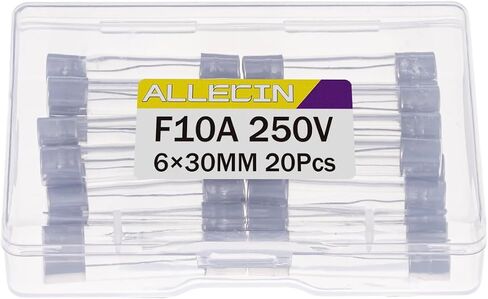 ALLECIN 10A 250V 6x30MM Fast Blow Glass Fuse 10 Amp 250 Volt 0.24 x 1.18 Inch Fast-Acting Tube Fuses F10AL250V (Pack of 20Pcs) in Saudi Arabia