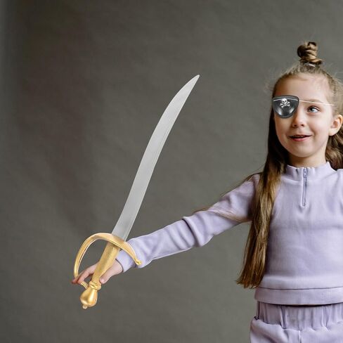 DOITOOL Pirate Costume Accessories Pirate Swords and Eyepatch Set Plastic Swords Props Knight Pirate Halloween Pirate Role Play Costume Props in Saudi Arabia