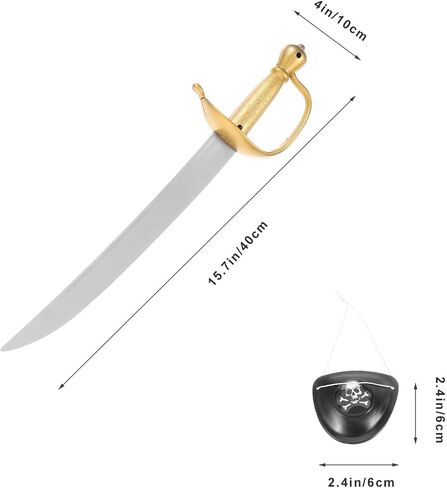 DOITOOL Pirate Costume Accessories Pirate Swords and Eyepatch Set Plastic Swords Props Knight Pirate Halloween Pirate Role Play Costume Props in Saudi Arabia