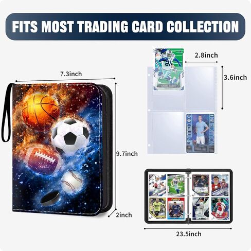 HESPLUS 900 Pockets Football Card Binder, Football Trading Cards Display Case with Football Card Sleeves Card Holder Protectors Set for Football Cards, Sports Cards, Game Cards Collector Album in Kuwait