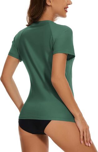 قميص سباحة للسيدات من Bonneuitbebe بعامل حماية من الأشعة فوق البنفسجية 50+ وأكمام قصيرة للحماية من الطفح الجلدي من الأشعة فوق البنفسجية للحماية من أشعة الشمس مع جيب بسحاب in Kuwait