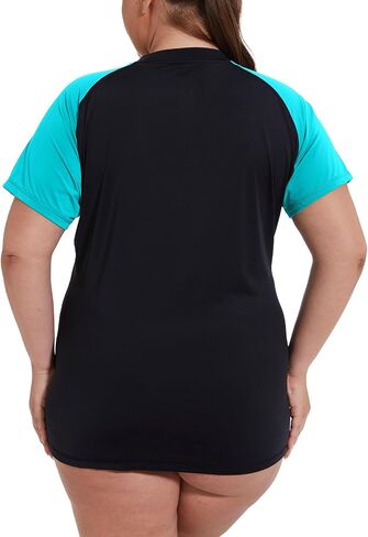 Womens Plus Size Swim Top UPF 50+ Rash Guard Sun Shirt UV Protection SPF Cool Short Sleeve Workout 1X-5X in Saudi Arabia