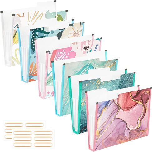 مجلدات ملفات بلاستيكية ملونة من Ospelelf مع جيوب بحجم الحروف 8.5 × 11 مجلدات قابلة للتوسيع للمستندات والمدرسة، 6 عبوات in Kuwait