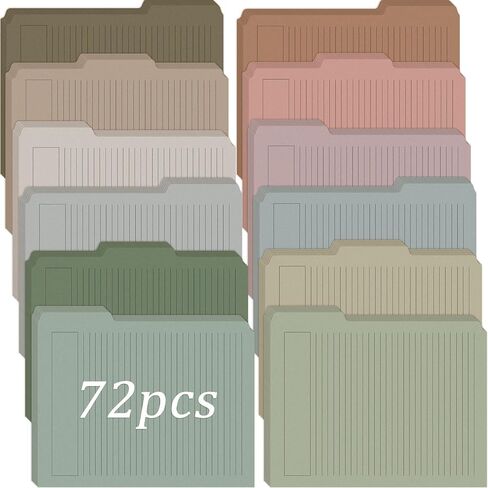 Cholemy 48 Pack Manila Lined Decorative File Folders, Letter Size, 1/3 Cut Tab, Colored File Folders, 9.5 x 11.5 Inch, Heavyweight Paper, for Home Office File Storage (Gentle Colors) in Saudi Arabia
