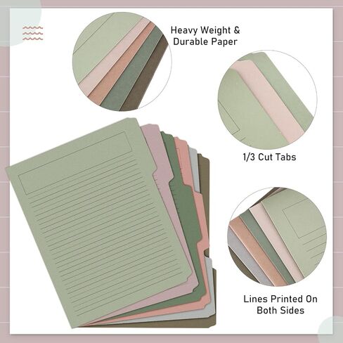 Cholemy 48 Pack Manila Lined Decorative File Folders, Letter Size, 1/3 Cut Tab, Colored File Folders, 9.5 x 11.5 Inch, Heavyweight Paper, for Home Office File Storage (Gentle Colors) in Saudi Arabia