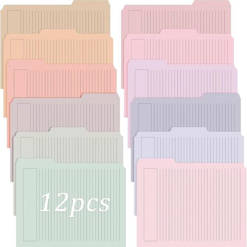 Cholemy 48 Pack Manila Lined Decorative File Folders, Letter Size, 1/3 Cut Tab, Colored File Folders, 9.5 x 11.5 Inch, Heavyweight Paper, for Home Office File Storage (Gentle Colors) in Saudi Arabia