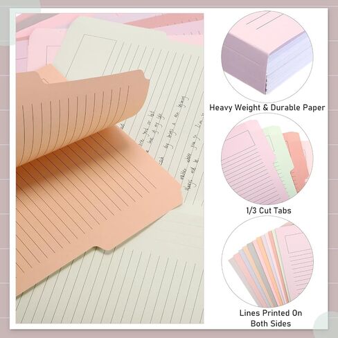 Cholemy 48 Pack Manila Lined Decorative File Folders, Letter Size, 1/3 Cut Tab, Colored File Folders, 9.5 x 11.5 Inch, Heavyweight Paper, for Home Office File Storage (Gentle Colors) in Saudi Arabia