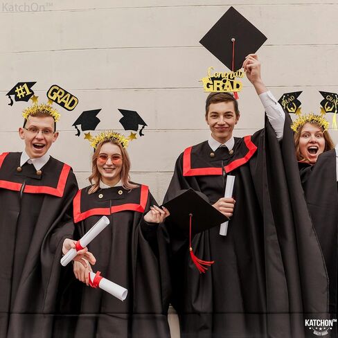 KatchOn, Congrats Grad Graduation Cap Headband - Pack of 6 | Felt Graduation Headbands, Graduation Decorations Class of 2024 Black and Gold | Headband for Graduation Cap | Graduation Party Favors 2024 in Saudi Arabia