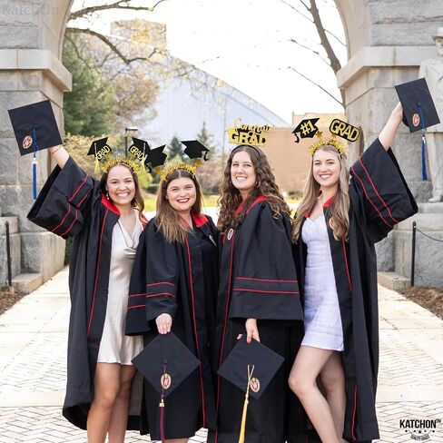 KatchOn, Congrats Grad Graduation Cap Headband - Pack of 6 | Felt Graduation Headbands, Graduation Decorations Class of 2024 Black and Gold | Headband for Graduation Cap | Graduation Party Favors 2024 in Saudi Arabia